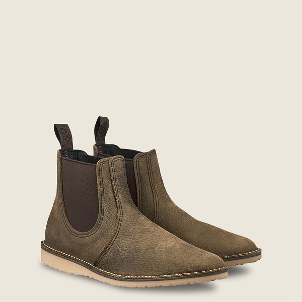 Red Wing Heritage Boots Weekender Chelsea - 6-Inch Roughneck Læder - Olivengrønne - Herre 2734-QXRLD